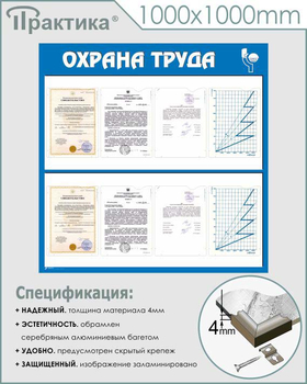 С05 Стенд охрана труда (1000х1000 мм, пластик ПВХ 3 мм, алюминиевый багет серебряного цвета) - Стенды - Стенды по охране труда - магазин "Охрана труда и Техника безопасности"