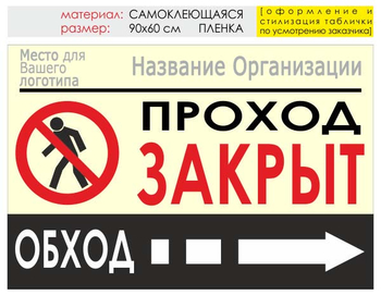 Информационный щит "обход справа" (пленка, 90х60 см) t08 - Охрана труда на строительных площадках - Информационные щиты - магазин "Охрана труда и Техника безопасности"